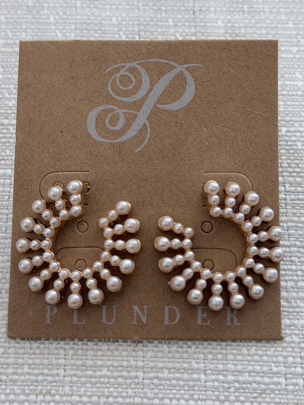 Plunder Gold Pearl Burst Hoop Earrings - Ivory Pearls